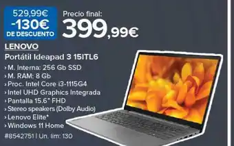 Costco Lenovo portátil idepad 3 15itl6 oferta