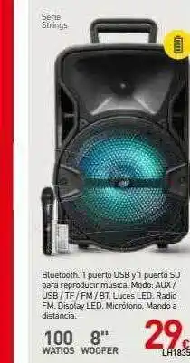 Bluetooth 1 puerto usb y 1 puerto sd para reproducir música lh1835