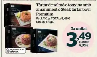 La Sirena Tàrar de salmó o tonyina amb amaniment o steak tàrtar bovi premium oferta