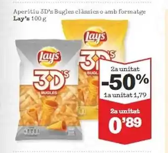 Sorli 2a unitat -50% aperitíu 3d's bugles clàssics o amb formatge lay's oferta