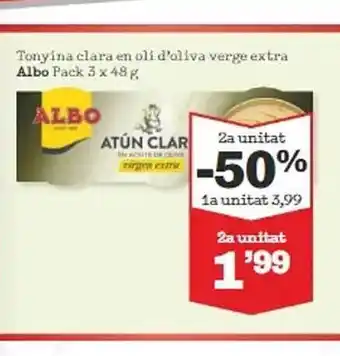 Sorli 2a unitat -50% tonyina clara en olí d'oliva verge extra albo oferta