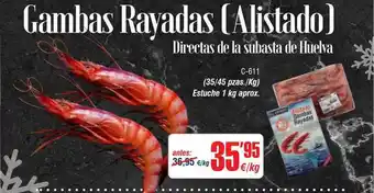Gambas rayadas alistado directas de la subasta de huelva