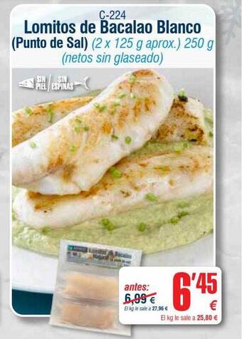 Abordo Lomitos de bacalao blanco oferta
