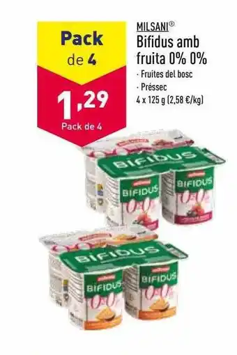 ALDI Milsani bifidus amb fruita oferta