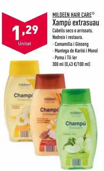 ALDI Mildeen hair care xampú extrasuau oferta