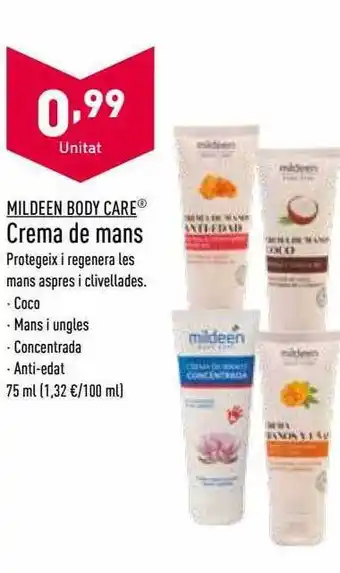 ALDI Mildeen body care crema de mans oferta