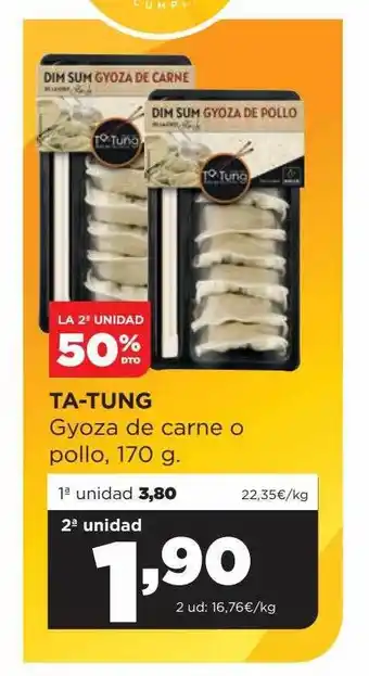 Alimerka 2a unitat -50% dto ta-tung gyoza de carne o pollo oferta
