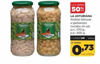 Alimerka La asturiana alubias blancas o garbanzos cocidos sin sal oferta