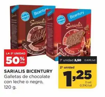 Alimerka Sarialis bicentury galletas de chocolate con leche o negro oferta