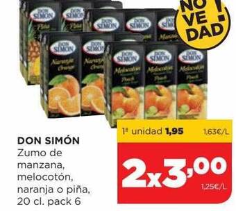 Alimerka Don simón zumo de manzana, melocotón, naranja o piña oferta