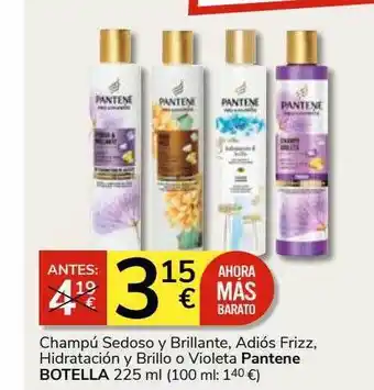 Consum Champú sedoso y brillante adiós frizz hidratación y brillo o violeta pantene botella oferta
