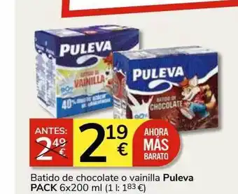 Consum Batido de chocolate o vainilla puleva pack oferta