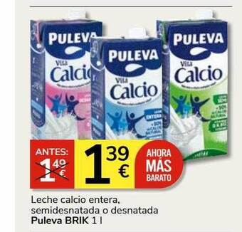 Consum Leche calcio entera, semidesnatada o desnatada puleva brik oferta