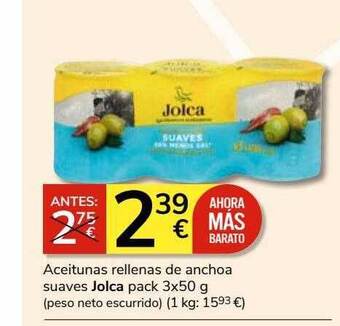 Consum Aceitunas rellenas de anchoa suaves jolca oferta