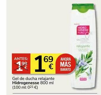 Consum Gel de ducha relajante hidrogenesse oferta