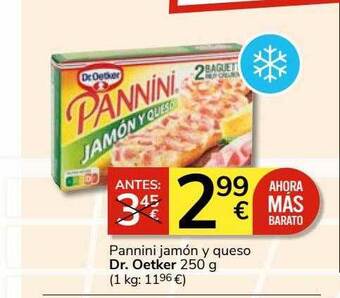 Consum Pannini jamón y queso dr oetker oferta