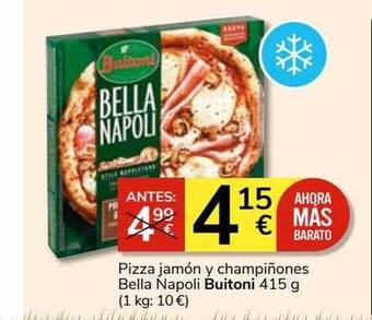 Consum Pizza jamón y champiñones bella napoli buitoni oferta