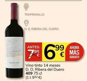 Consum Vino tinto 14 meses d.o. ribera del duero 409 oferta