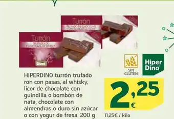 HiperDino Hiperdino turrón trufado ron con pasas al whisky licor de chocolate con guindilla o bombón de nata chocolate con almendras o oferta
