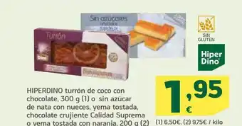HiperDino Hiperdino turrón de coco con chocolate o sin azúcar de nata con nueces yema tostada chocolate crujiente calidad suprema o vem oferta