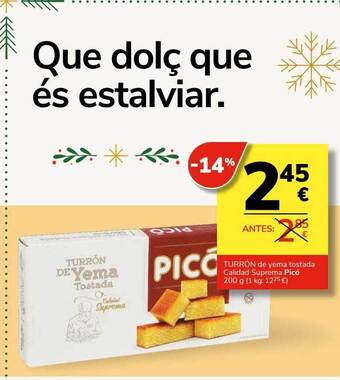 Consum Turrón de yema tostada calidad suprema picó oferta