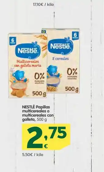 HiperDino Nestlé papillas multicereales o multicereales con galleta oferta