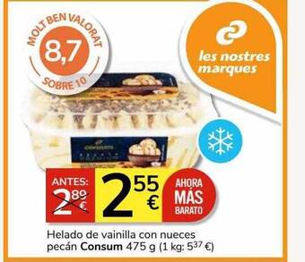 Helado de vainilla con nueces pecán consum
