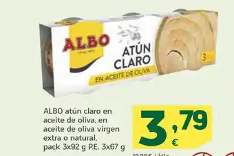 HiperDino Albo atún claro en aceite de oliva en aceite de oliva virgen extra o natural oferta