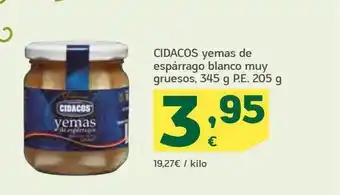 HiperDino Cidacos yemas de espárrago blanco muy gruesos oferta