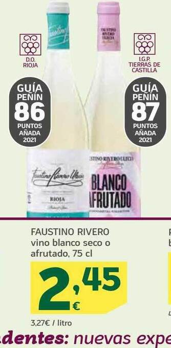 HiperDino Faustino rivero vino blanco seco o afrutado oferta