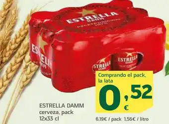 HiperDino Estrella damm cerveza pack 12 oferta