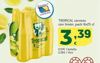 HiperDino Tropical cerveza con limón pack 6 oferta