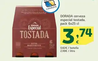HiperDino Dorada cerveza especial tostada pack 6 oferta