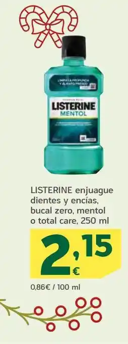 HiperDino Listerine enjuague dientes y encías bucal zero mentol o total care oferta