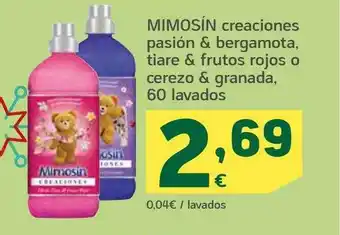 HiperDino Mimosín creaciones pasión & bergamota tiare & frutos rojo o cerezo & granada 60 lavados oferta
