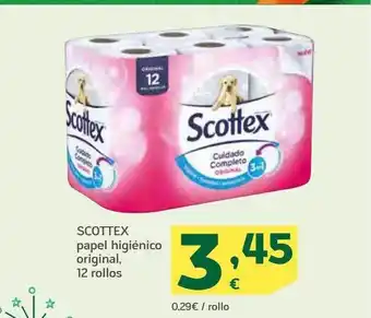 HiperDino Scottex papel higiénico original 12 rollos oferta