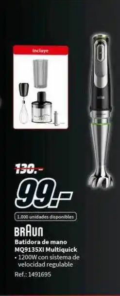 MediaMarkt Braun batidora de mano mq91135xi multiquick oferta