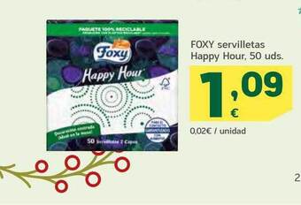 HiperDino Foxy servilletas happy hour 50 oferta