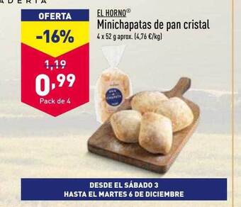 ALDI El horno minichapatas de pan cristal oferta