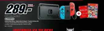 MediaMarkt Nintendo switch rojo neon + mario kart 8 desc + switch online 3m oferta