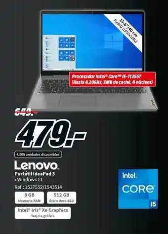 MediaMarkt Lenovo portátil ideapad3 oferta
