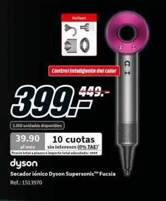 MediaMarkt Dyson secador lónico dyson supersonic fucsia oferta