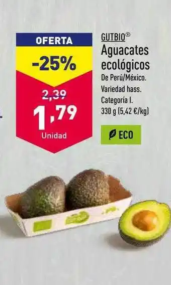 ALDI Gutbio aguacates ecológicos oferta