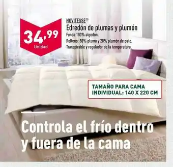 ALDI Novitesse edredón de plumas y plumón oferta