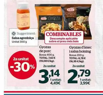 La Sirena 2a unitat -30% gyozas de porc gyozas d'ànec i salsa hoising oferta