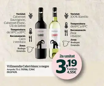 La Sirena Vi emendis cabró blanc o negre oferta