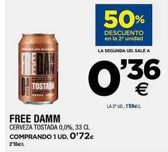 BM Supermercados Free damm cerveza tostada 0,0% oferta