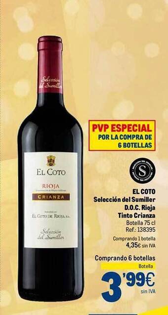 Makro El coto selección del sumiller d.o.c. rioja tinto crianza oferta