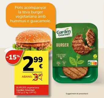Consum Hamburguesas vegetales garden gourmet oferta