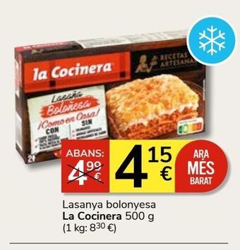 Consum Lasaña boloñesa la cocinera oferta